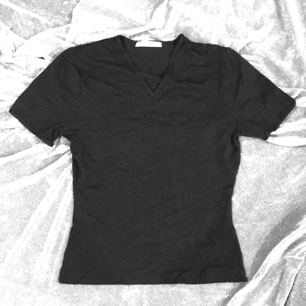 Vintage Nicole Farhi Italy black v-neck shirt top